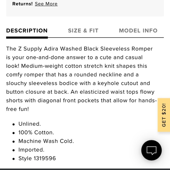 NWOT Adira Washed black sleeveless romper size M - Picture 13 of 14